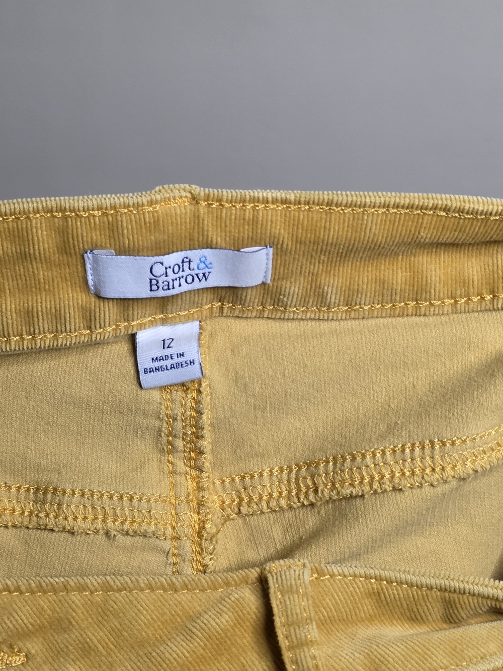 croft & barrow Girls' Sunny Yellow Corduroy Bottoms - Picture 3 of 3